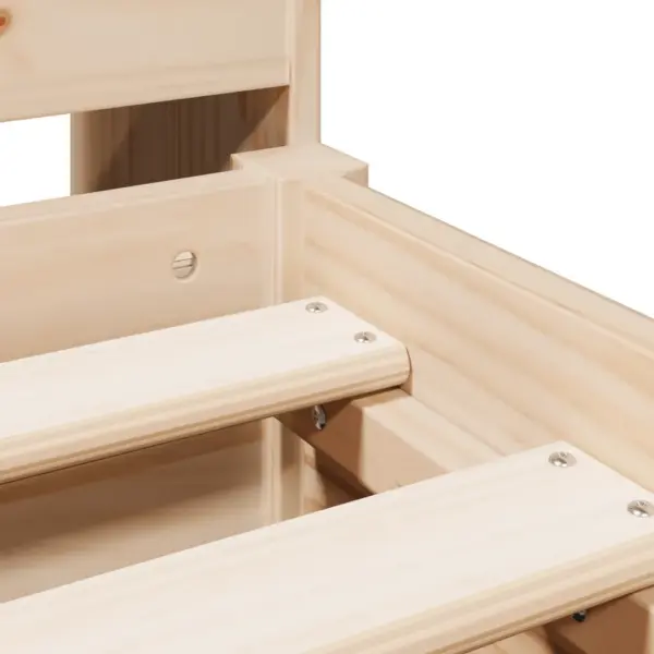 Raamaturiiuliga voodiraam sahtlitega, töötlemata männipuit, 135 x 190 cm – 9