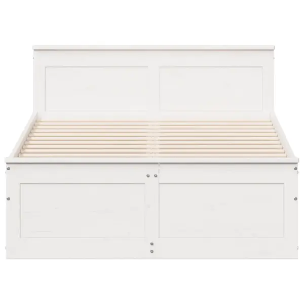 Valge männipuidust voodiraam peatsi ja sahtlitega, 120 x 190 cm – 4