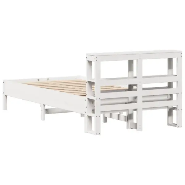 Valge männipuust voodiraam riiulitega peatsiga, 120 x 200 cm, ilma madratsita – 6