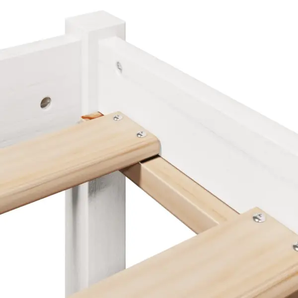 Valge männipuust voodiraam riiulitega peatsiga, 120 x 200 cm, ilma madratsita – 9