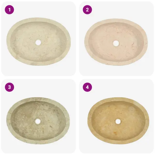 Marmorist valamu, kreemjasvalge, 53 x 40 x 15 cm – 6