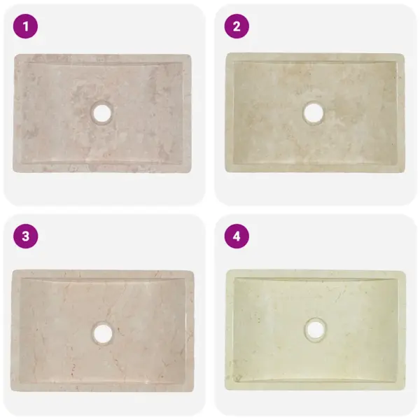 Marmorist vannitoa valamu, 45 x 30 x 12 cm, kõrgläikega kreemjas – 10