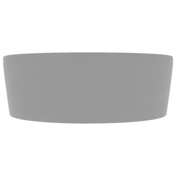 Ümmargune kapipealne keraamiline valamu ülevooluavaga, matt helehall, 36 x 13 cm – 4