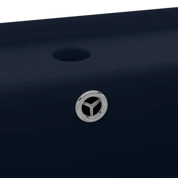 Kandiline matt tumesinine keraamiline valamu, 41 x 41 cm, ülevoolu- ja kraaniauguga – 5