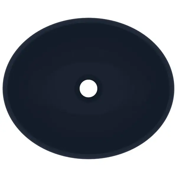 Ovaalne matt tumesinine keraamiline pealtpaigaldatav valamu 40 x 33 cm – 4