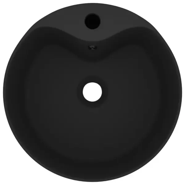 Mattmust ümmargune keraamiline kapipealne valamu ülevooluavaga, 36 x 13 cm – 3