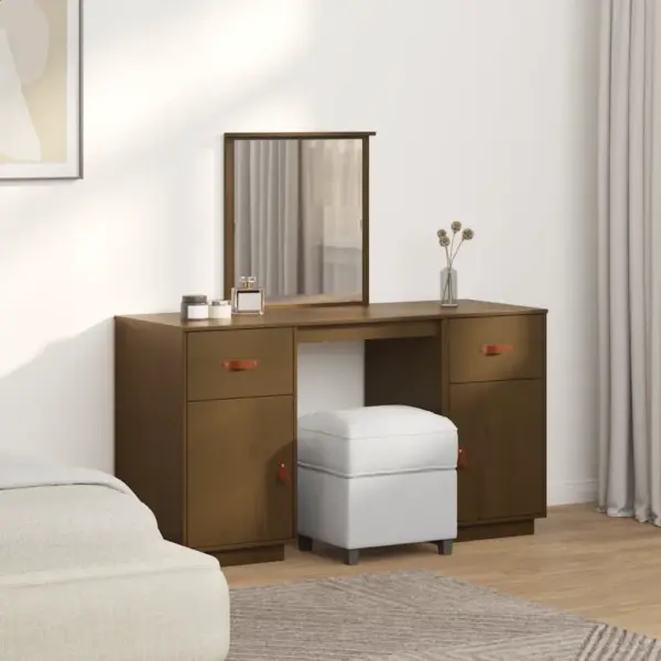 Meekarva männipuidust tualettlaua komplekt peegliga ja kapiga, 95 x 50 x 134 cm – 3