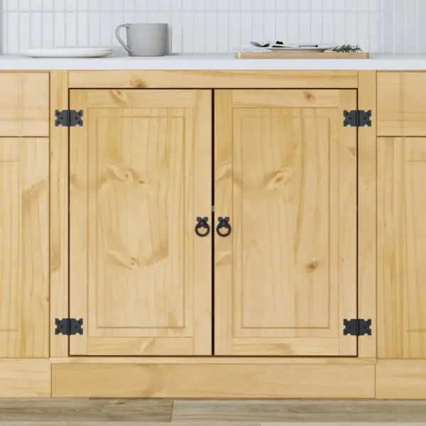 Meepruun täismännipuidust kapp riiuliga, 2 uksega, 80 x 46 x 81,5 cm – 4