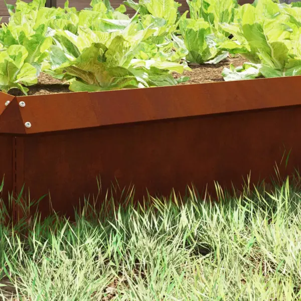 Metallist peenraäärised aiale, 16 tk, roostepruun teras, 50 x 3,5 x 25 cm – 3