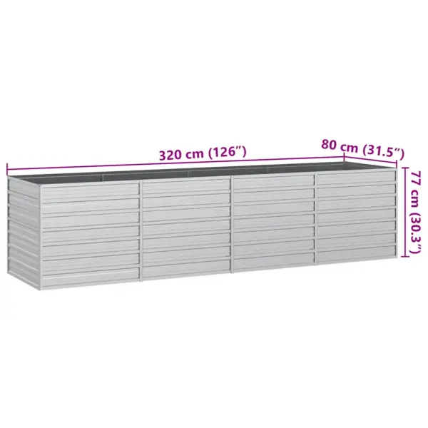 Metallist peenrakast aeda, tsingitud teras, hõbedane, 320 x 80 x 77 cm – 7