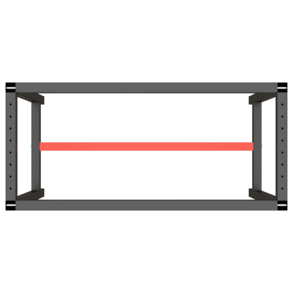 Metallist tööpingi raam eelpuuritud pealsega, matt must ja matt punane, 110 x 50 x 79 cm – 5