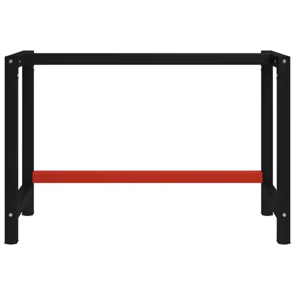 Metallist tööpingi raam eelpuuritud pealsega, 120 x 57 x 79 cm, must-punane – 3