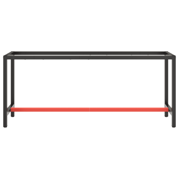 Metallist tööpingi raam eelpuuritud pealsega, matt must/punane, 190 x 50 x 79 cm – 3