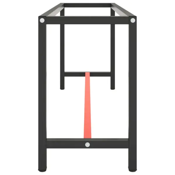 Metallist tööpingi raam eelpuuritud pealsega, matt must/punane, 190 x 50 x 79 cm – 4