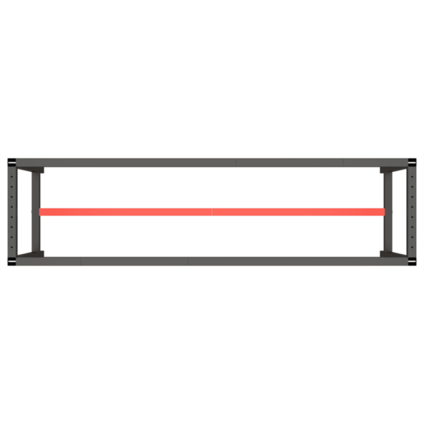 Metallist tööpingi raam eelpuuritud pealsega, matt must/punane, 190 x 50 x 79 cm – 5