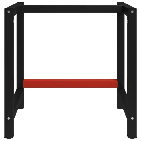 Metallist tööpingi raam eelpuuritud pealsega, 80 x 57 x 79 cm, must-punane – 2