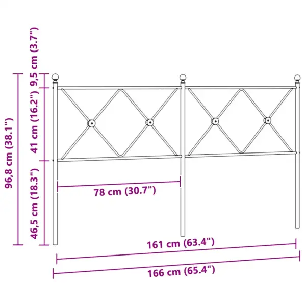 Metallist voodipeats 160 cm voodile, must teras, 166 x 3 x 90,5 cm – 6