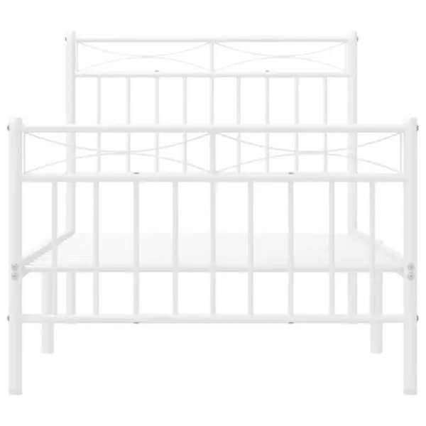 Üheinimese metallist voodiraam peatsi ja jalutsiga, valge, 90 x 200 cm – 5