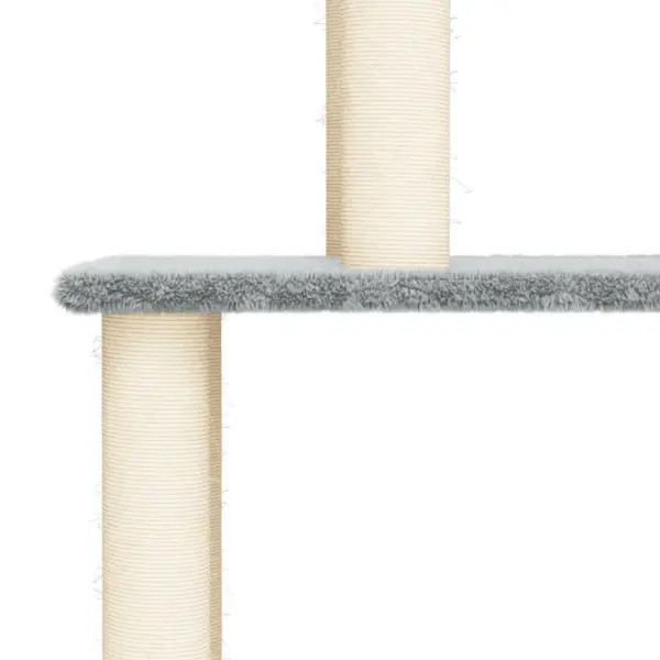 Mitmetasandiline kassipuu sisalpostidega, helehall, 149 cm - 5