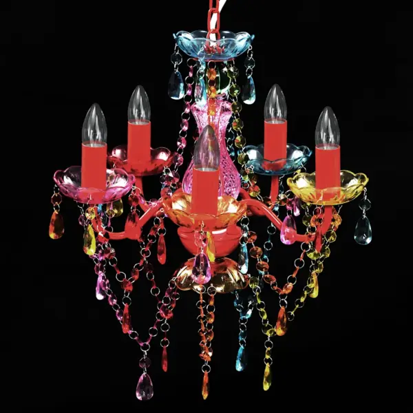 Mitmevärviline kunstkristallidega lühter, kunstklaas, 5 x E14, läbimõõt 43 cm – 3