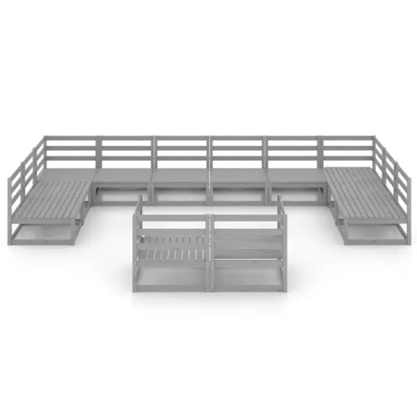 Modulaarne aiadiivanikomplekt, 12 osa, hall täismännipuit – 3