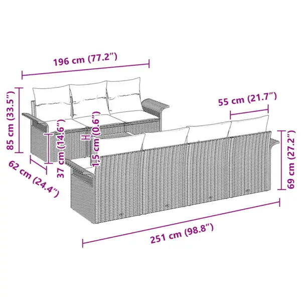 Modulaarne aiadiivanikomplekt hoiuruumiga, 8-osaline, must ja kreem, polürotang ja akaatsiapuit – 10