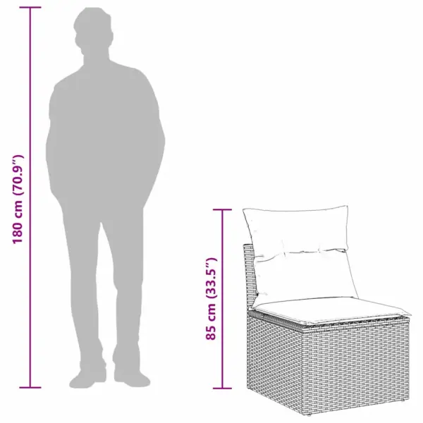 Modulaarne aiamööbli diivanikomplekt patjadega, 9-osaline, beež ja heledhall polürotang, 289 x 209 x 85 cm – 6