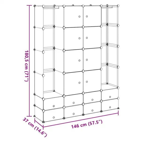 Modulaarne riide- ja jalatsikapp 18 sektsiooniga, must-valge, 37 x 146 x 180,5 cm – 8
