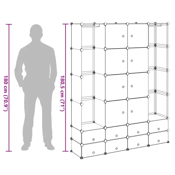 Modulaarne riide- ja jalatsikapp 18 sektsiooniga, must-valge, 37 x 146 x 180,5 cm – 9