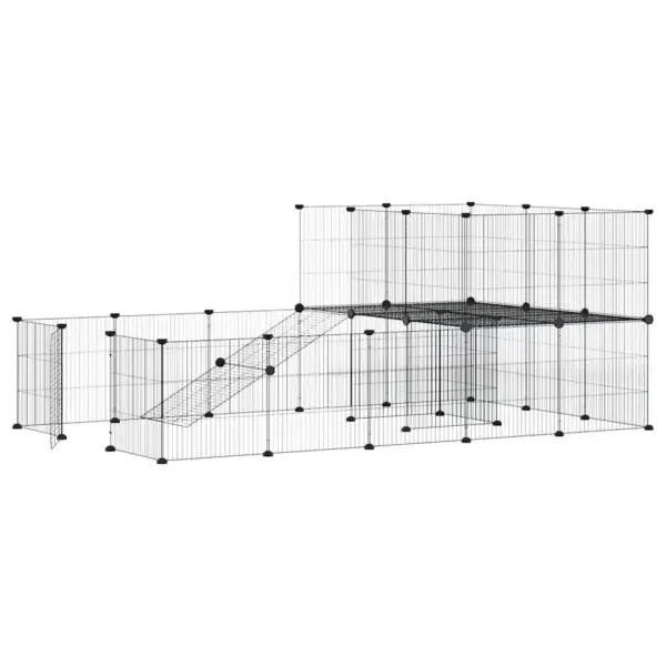 Modulaarne lemmiklooma aedik uksega, 36 paneeli, must teras, 35 x 35 cm – 3