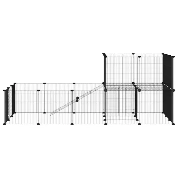 Modulaarne lemmiklooma aedik uksega, 36 paneeli, must teras, 35 x 35 cm – 4