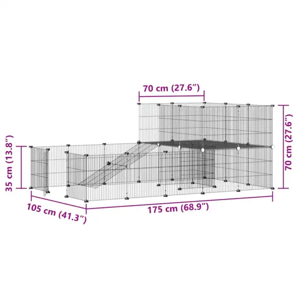 Modulaarne lemmiklooma aedik uksega, 36 paneeli, must teras, 35 x 35 cm – 8