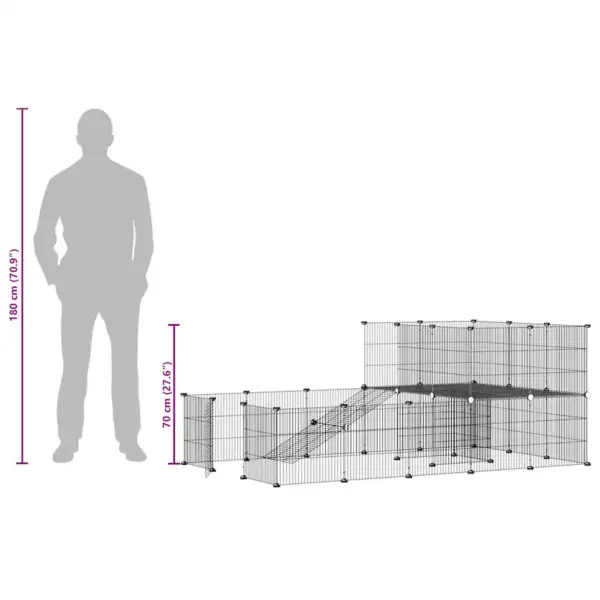 Modulaarne lemmiklooma aedik uksega, 36 paneeli, must teras, 35 x 35 cm – 9