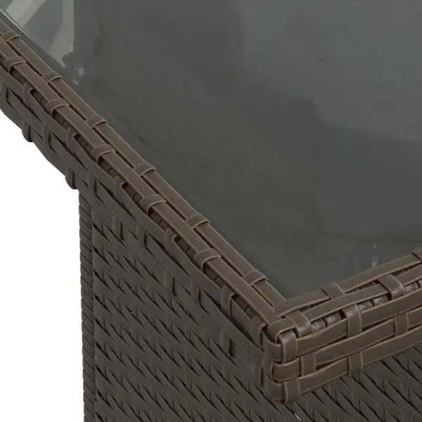 Modulaarne aia diivanikomplekt padjadega, 8 osa, pruun polürotang, 7 istekohaga, karastatud klaaslauaga – 10