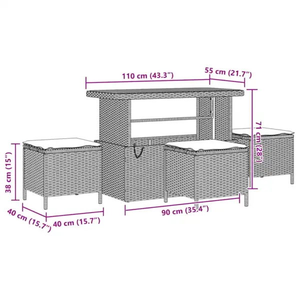 Aiamööbli komplekt patjadega, 13-osaline, must polürotang, reguleeritava kõrgusega lauaga, panipaigaga mooduldiivan, 9 istekohta – 12