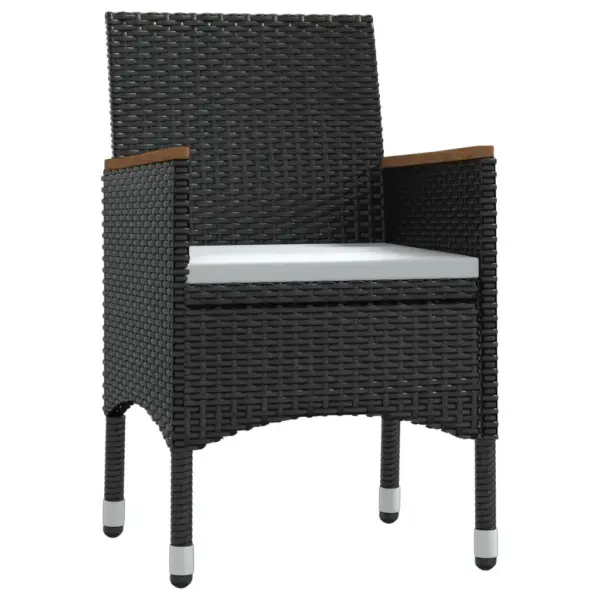 3-osaline must aiamööbli komplekt patjadega, PE-rotang, laud 80 x 80 cm – 3