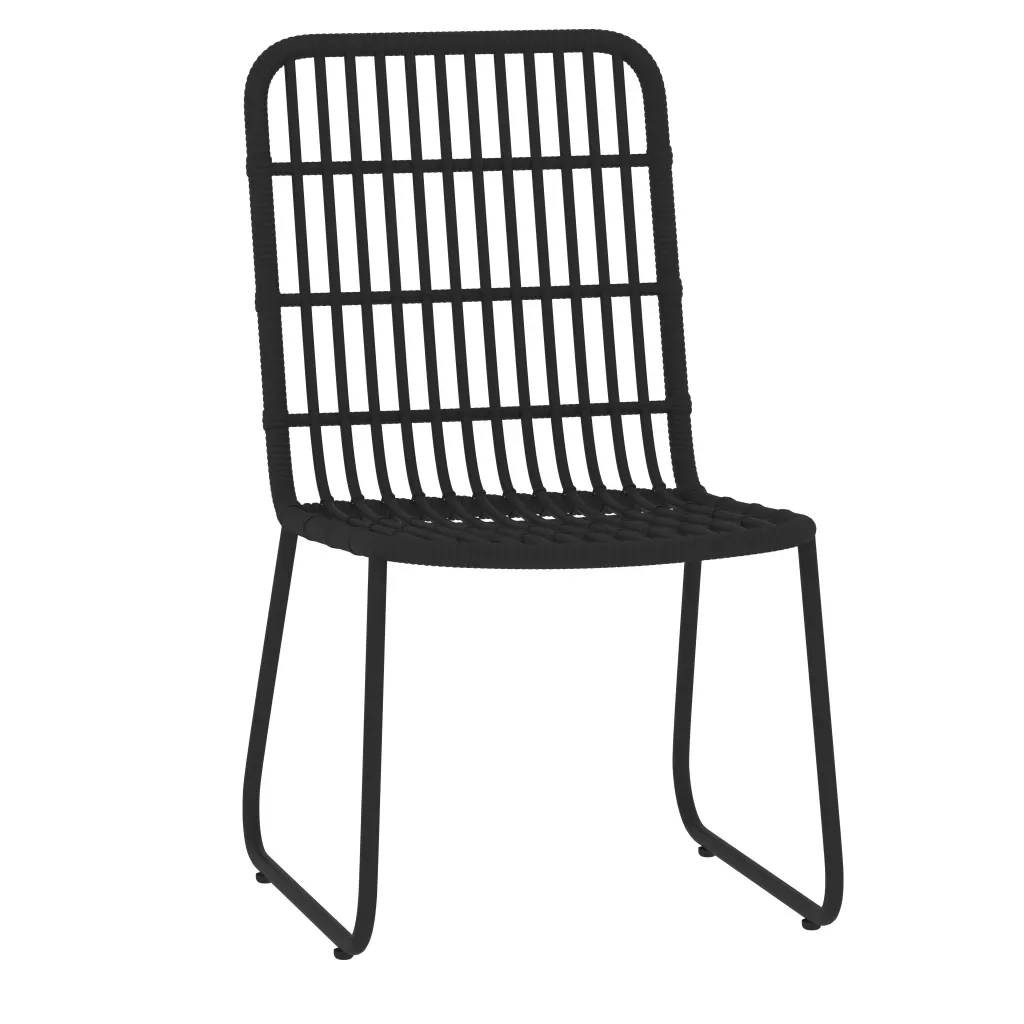 5-osaline aiamööbli komplekt, must PE-rotang ja teras, klaasplaadiga laud 80 x 80 cm