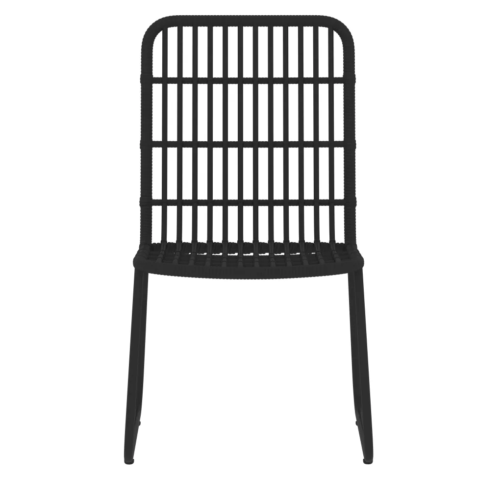 5-osaline aiamööbli komplekt, must PE-rotang ja teras, klaasplaadiga laud 80 x 80 cm