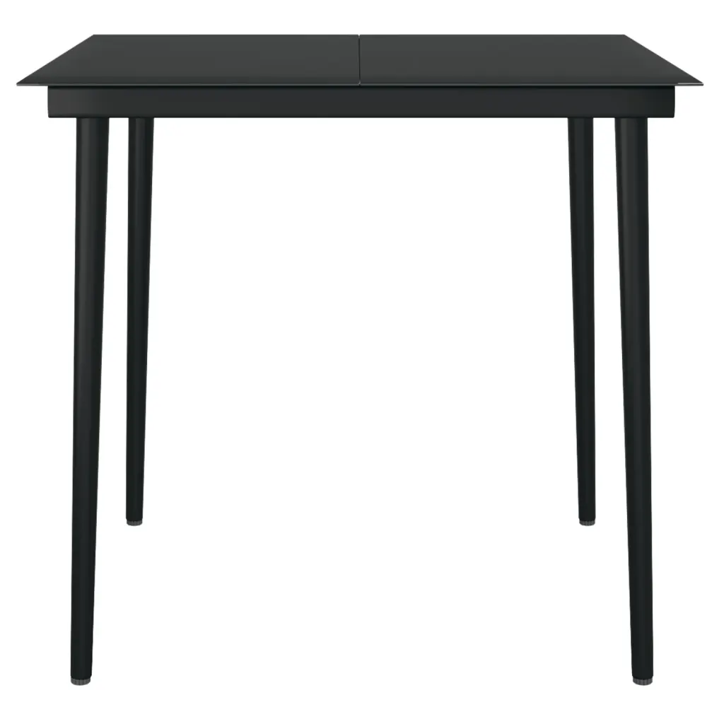 5-osaline aiamööbli komplekt, must PE-rotang ja teras, klaasplaadiga laud 80 x 80 cm
