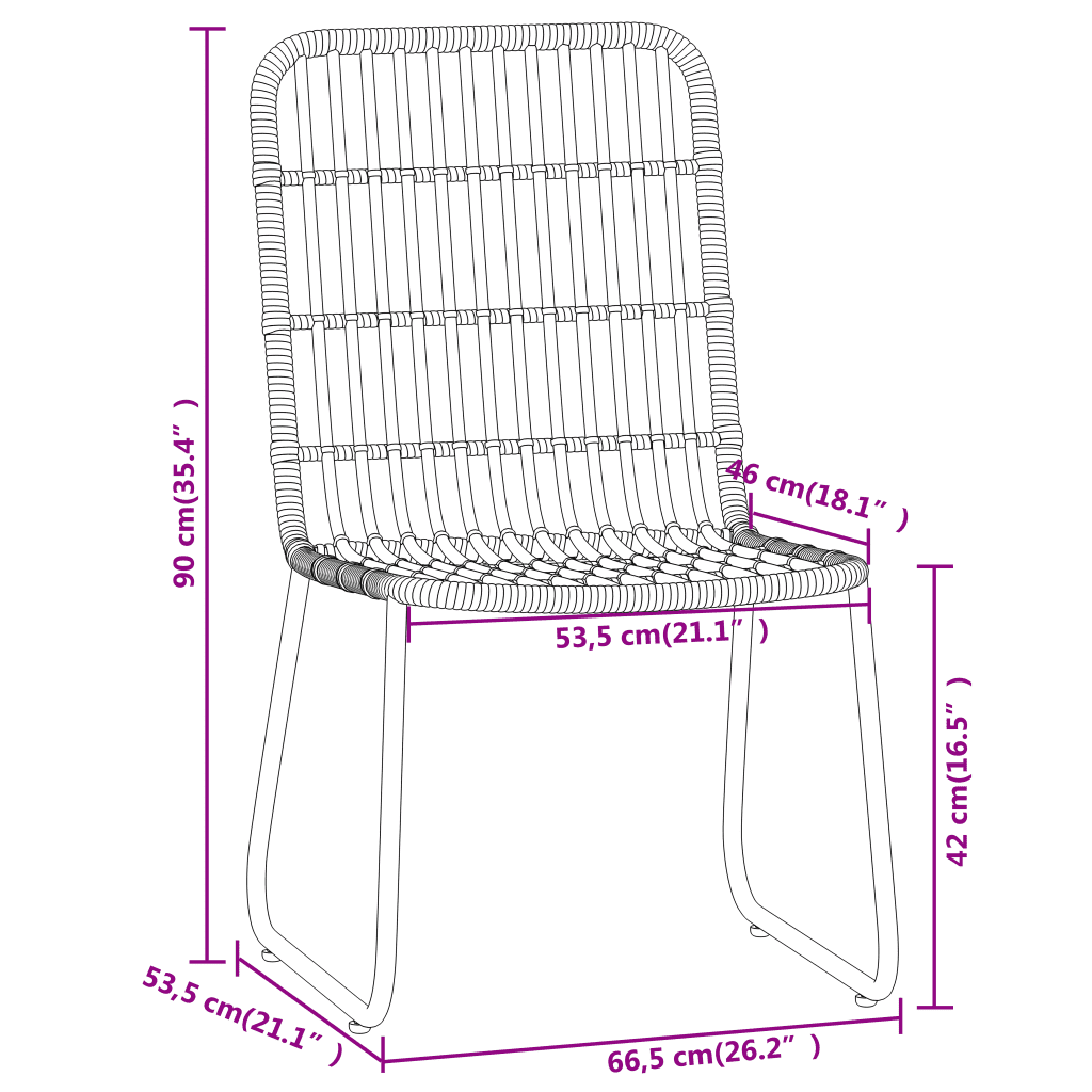 5-osaline aiamööbli komplekt, must PE-rotang ja teras, klaasplaadiga laud 80 x 80 cm