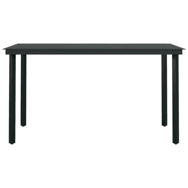 Aiamööbli komplekt 5-osaline, must, PE-rotang ja teras, klaasist lauaplaat, laud 140 x 70 cm – 6