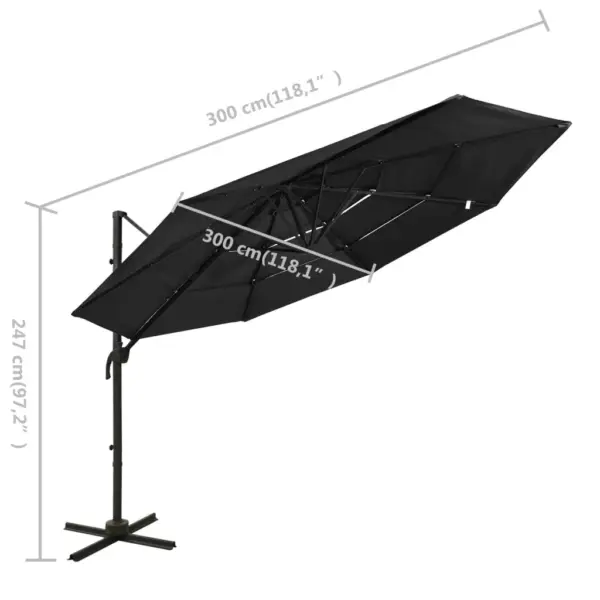 Must aia päikesevari UV‑kaitsega, alumiiniumraam, 300 x 300 cm – 8