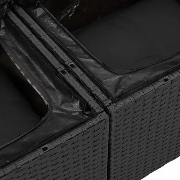 Aiamööbli diivanikomplekt ladustamisega, 5-osaline, must polürotang, modulaarne, 4 istekohta, 264 x 154 x 69 cm – 8
