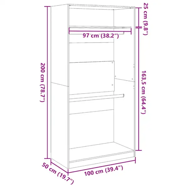 Avatud riidekapp, must tehispuit, 100 x 50 x 200 cm – 9
