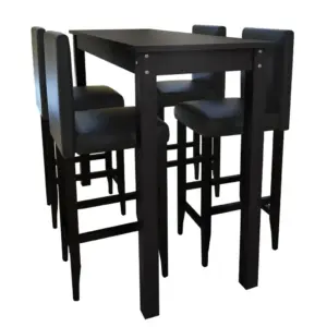 Must baarimööbli komplekt baarilaud 115 x 55 x 107 cm ja 4 polsterdatud tooli