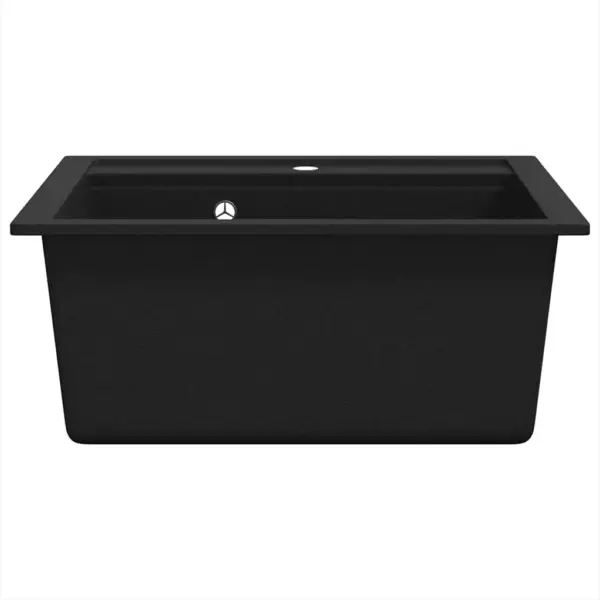 Ühe kausiga graniit-komposiit köögivalamu, must, kapipealne, 490 x 510 mm – 4