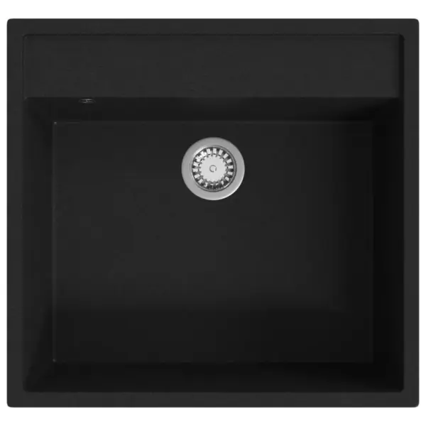 Graniitkomposiidist köögivalamu ülevooluavaga, must, 530 x 500 mm – 2