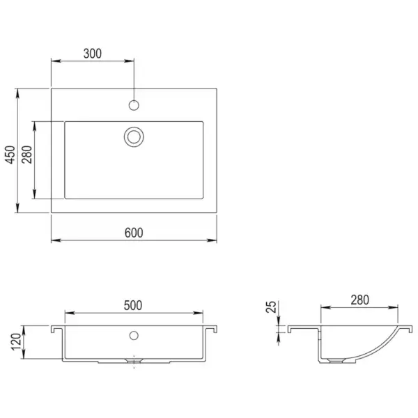 Must graniitkomposiitvalamu ülevooluga, 600 x 450 x 120 mm – 7
