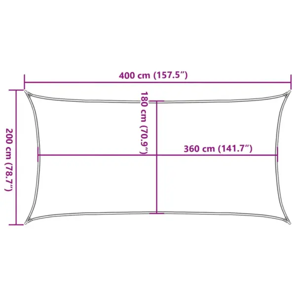 Must HDPE päikesepuri 2 x 4 m, ristkülik, 160 g/m² – 10
