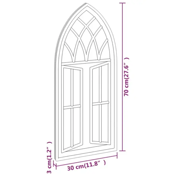 Must kaarjas seinapeegel rauast raamiga, 70 x 30 cm – 6